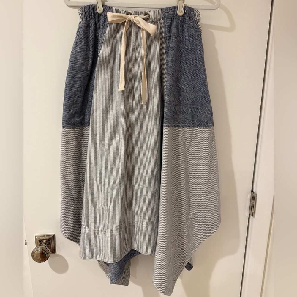 Ulla Johnson Two-Tone Blue & Cream A-Line Skirt